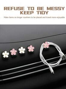 2 件花形汽车迷你挂钩 - 可爱雏菊汽车粘钩，汽车迷你仪表盘挂钩，粘贴在仪表板上，通用汽车卡车家用挂钩支架配件，适用于包袋收纳