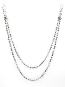 1pc Double Layer Fashion Faux Pearl Pants Chain, Minimalist & Practical Multi-Functional Summer, School Fall, Autumn, Halloween - White - View 3