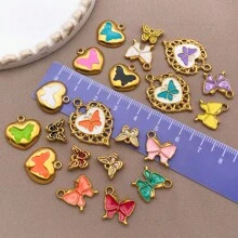 2pcs Fashion Enamel Stainless Steel Butterfly Charm High Quality Gold-Plated Love Butterfly Spacer Beads Pendant For DIY Bracelet Necklace Jewelry Making Craft Accessories