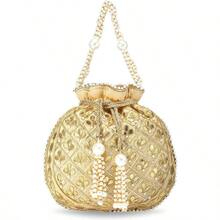Aheli Embroidered Potli Bag Gift For Women Handmade  Purse Evening Handbags Stylish Bridal Fashion Clutch Bag-0029 - 奶油1 - 查看 7