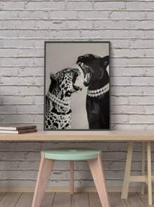 1 pièce Élégance raffinée : Toile murale panthère et léopard noir et blanc, esthétique classique de la jungle en noir et blanc, photographie de léopard et d'ocelot – Impression animalière luxueuse pour salon, chambre, bureau et salle à manger modernes, sans cadre