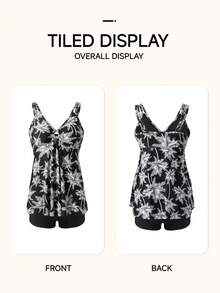 Sheonly Women's Tankini Swim Set - 2-Piece Modest Swimsuit For Beach Or Pool - White Coconut Tree - View 5