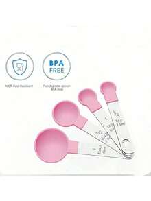 4/8pcs/Set Stainless Steel Handled Multi-Functional Plastic Measuring Spoons, Measuring Cups, Scaled Measuring Spoons Set, Cooking And Baking Tool, Essential Kitchen Gadgets For Home And School - Multicolor - View 5