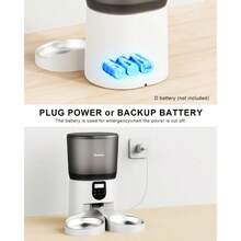 Automatic Cat Feeders For 2Cats 6L 25cup Automatic Cat Food Dispenser With 2 Stainless Pet Bowls 10s Meal Call Timer Setting 20 Portions 4Meals Per Day Timed Pet Feeder For Cats Dog Indoor Dry Food - 如圖 - 查看 4