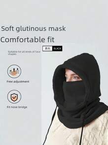 1 peça de chapéu de inverno quente e à prova de vento para homens e mulheres, chapéu de lã para atividades ao ar livre, capa de cabeça à prova de vento para ciclismo de montanha, chapéu com máscara facial para motociclistas, chapéu com cachecol integrado resistente ao frio para motociclistas - presente perfeito para atividades ao ar livre no Halloween