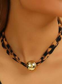 1 pieza Collar bohemio con colgante de leopardo, cuentas grandes, concha, flor y corazón para mujer, collar tipo gargantilla para playa, joyería de regalo