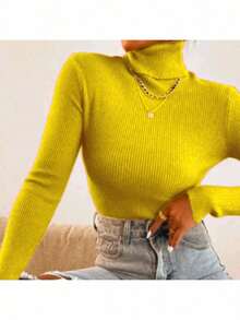 Cacharrel Women's High Neck Trico Cold Blouse - 黃色 - 查看 2