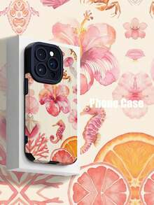 Teléfono anticaída suave con textura de vida marina rosa, X/XS XSMAX 11 12 13 14 15 16 12MINI 13MINI 16E SE4 S22 S23 S24 S25, 1 ud. - Multicolor 16 - Ver 3