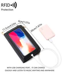 MIYIN Women's Minimalist Touch Screen Mobile Phone Bag With Wrist Strap & Adjustable Long Shoulder Strap, Multi Functional Double Zipper Shoulder Transparent Mini Small Bag Purse Mobile Phone Bag,Portable Hand Bag RFID Blocking Mobile Wallet Purse - Multicolor - View 6