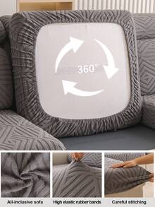 1件装弹力沙发套，宠物友好型，提花防尘沙发套，家具保护套，毛绒防滑沙发套，适用于卧室、办公室、客厅装饰，适合养猫人士，宠物家居装饰，客厅1/2/3/4座沙发套 - 深灰色 - 查看 10