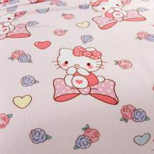 Sanrio Sanrio Hello Kitty Flannel Throw Blanket - Contemporary Style, All Seasons Cozy Knitted Polyester, Digital Print, Multipurpose, Soft Texture, Machine Washable, 200-250gsm