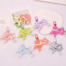 1 件彩色卡通狗气球配星星 ABS 仿珍珠围巾钥匙扣，可爱动物钥匙扣，适用于包袋和服装、节日礼物汽车配件哥特 Y2k - A - 查看 2