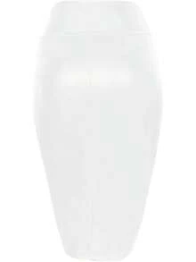 Faux Leather Skirts For Women High Waisted Leather Bodycon Pencil Skirt - Da giả màu trắng - Xem 3