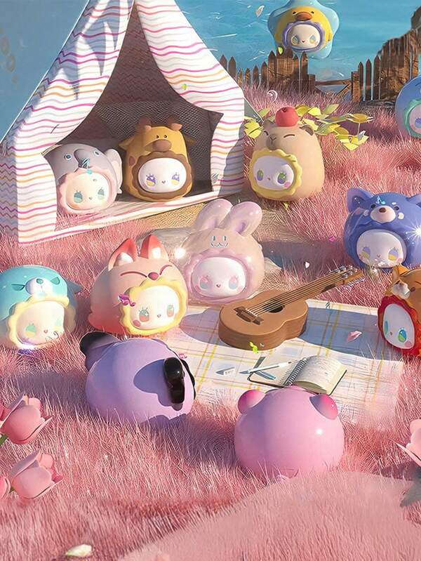 1pc/3pcs Random Delivery Anime Style Fruit Pattern Mini Figurine Blind Box/Bag, PVC Material. Cute Combining Sweet Fruit And Anime Model, For Decorating Living Space, Creating Peaceful And Relaxing Environment, Assorted Styles.