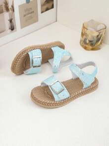 1 双舒适、时尚、百搭、轻便、经典女童平底凉鞋 - 藍色 - 查看 4