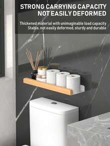 1 件装白色/黑色木质浴室收纳架，多功能马桶台面置物架，壁挂式免打孔收纳整理架，适用于存放洗漱用品和卫生纸，节省空间的浴室收纳用品，浴室配件，浴室工具 - 彩色 - 查看 11