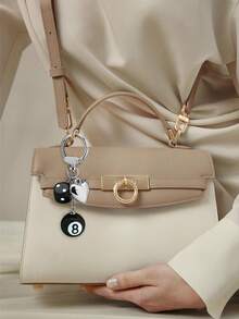 1pc Unisex Fashionable Keychain, Silver Heart Charm Keyring, Wallet Pendant, Cute Dice Car Key Accessory, Holiday Gift School Car Accessories Goth Y2k Bag Lanyards With Id Holder Car Accessories Bag Charms - Black - View 3