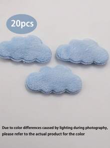 20pcs 1.65*0.91 Inch Double-Sided Fluffy Cloud Stickers, Suitable For DIY Hair Clips, Bows, Clothes, Hats And Shoes - White/Blue Fantasy Theme Sewing Patches, Craft Hair Clips - Multicolor - View 10