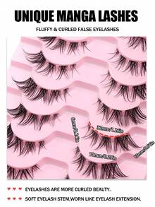 10 Pairs Of Fox Style Natural And Long Flowing False Eyelashes Cat Eye Lashes Natural And Soft Whole Eyelashes End Lengthened False Eyelashes Reusable Suitable For Beginners - 眼尾拉長款 - 查看 4