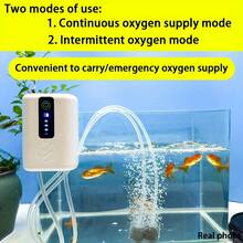 雙出水口魚缸氧氣泵－靜音運作－內建功耗顯示，USB雙電源供電，連續/間歇供氧模式，魚缸泵，附氣管與氣石，適用於魚缸、池塘及戶外釣魚 - 彩色 - 查看 3