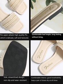 全新大码奢华防滑方头穆勒鞋水钻和珍珠缀饰时尚百搭女士沙滩度假凉鞋