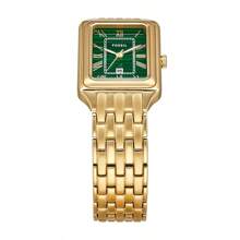 Fossil Reloj Fossil Raquel de cuarzo para mujer, acero inoxidable, tres manecillas, serie cuadrada, caja de acero inoxidable y cubierta de cristal, diámetro de 26 mm.