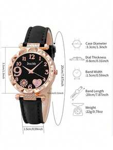 2 件/套时尚精致手表，水钻装饰表盘搭配闪亮水晶手链组合套装，创意数字图案石英表，腕饰套装。 - 彩色 - 查看 4