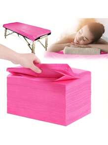 100 pièces Draps de lit jetables en tissu non tissé pour salon de beauté, massage, voyage, tatouage, hôtel. Taille : 80 x 180 cm. Couleurs : blanc/rose/bleu