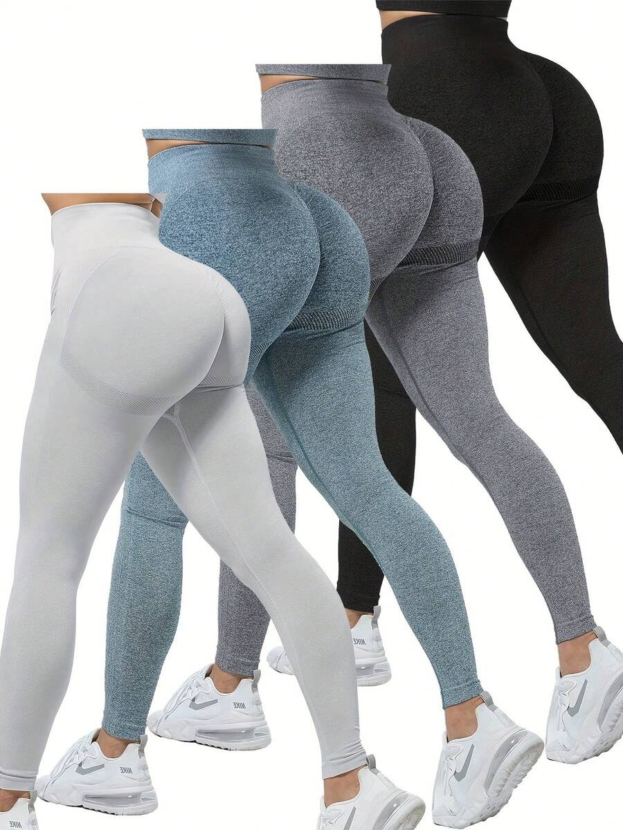 4 Pieces Of High Waisted Tie Dye Women's Yoga Leggings - Super Elastic, Hip Lifting, Comfortable, Suitable For Running, Sports, And Gym Yoga Pants - 彩色 - 查看 1
