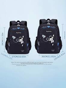1 Pieza Bolsa de viaje grande con cierre de cremallera, protección para la espalda y diseño de astronauta de dibujos animados para niños y niñas, de uso diario - astronauta - Ver 8