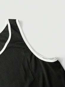 Lonblece 1pc Casual Numeric & English Letter Print Quick-Dry Round Neck Sleeveless Tank Top, Sports Style, Spring/Summer