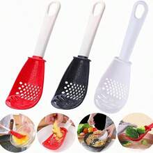 1/2 Pcs Multi-Functional Kitchen Masher Tool, Ricing Ricer Potato Masher Garlic Smasher Slotted Spoon, Cooking Tool Design - Multicolor - View 2