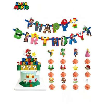 1/12개 마리오 테마 생일 파티 세트, 슈퍼 마릴라 깃발 배너 사이즈 카드 장식 아이템, 저렴한 미술 장식, 할로윈 및 크리스마스 장식 분위기 파티 장식, 기념일 세트, 좋은 친구를 위한 최고의 휴일 선물, 완벽한 파티 장식, 홈 데코레이션, 완벽한 방 장식