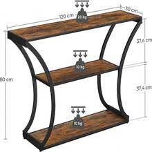 Mesa de consola Mesa de entrada Patas curvas Tabelro alargado para Salón Pasillo Dormitorio Marrón Rústico y Negro - Marrón - Ver 2