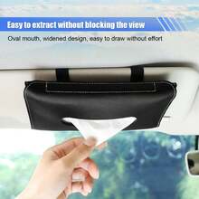Car Visor Tissue Holder, Leather Car Dispenser, Hanging Car Napkin Holder, Car Holder, Visor Accessory Universal Most Vehicles (Black), 9.17*5.31 Inch - 黑色 - 查看 4