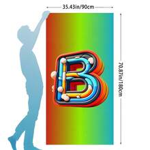 Personalized Cartoon Colorful Letter Customization A-Z English Letters Exclusive Custom Text Custom Name Quick Drying Outdoor Beach Towel Cool Ocean Customizable Palm Tree & Beach Scene, Perfect For Beach, Pool, Yoga & Fitness, Beach Accessories Absorbent Fabric, Beach Towel Outdoor Camping Perfect Gift