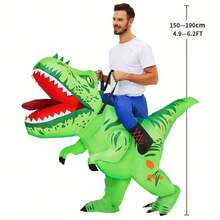 Adult Tyrannosaurus Rex Costume, Dinosaur Knight Costume, Blow Up Dinosaur Costume, Funny Dinosaur Toys Halloween, Party Dress - Green - View 2