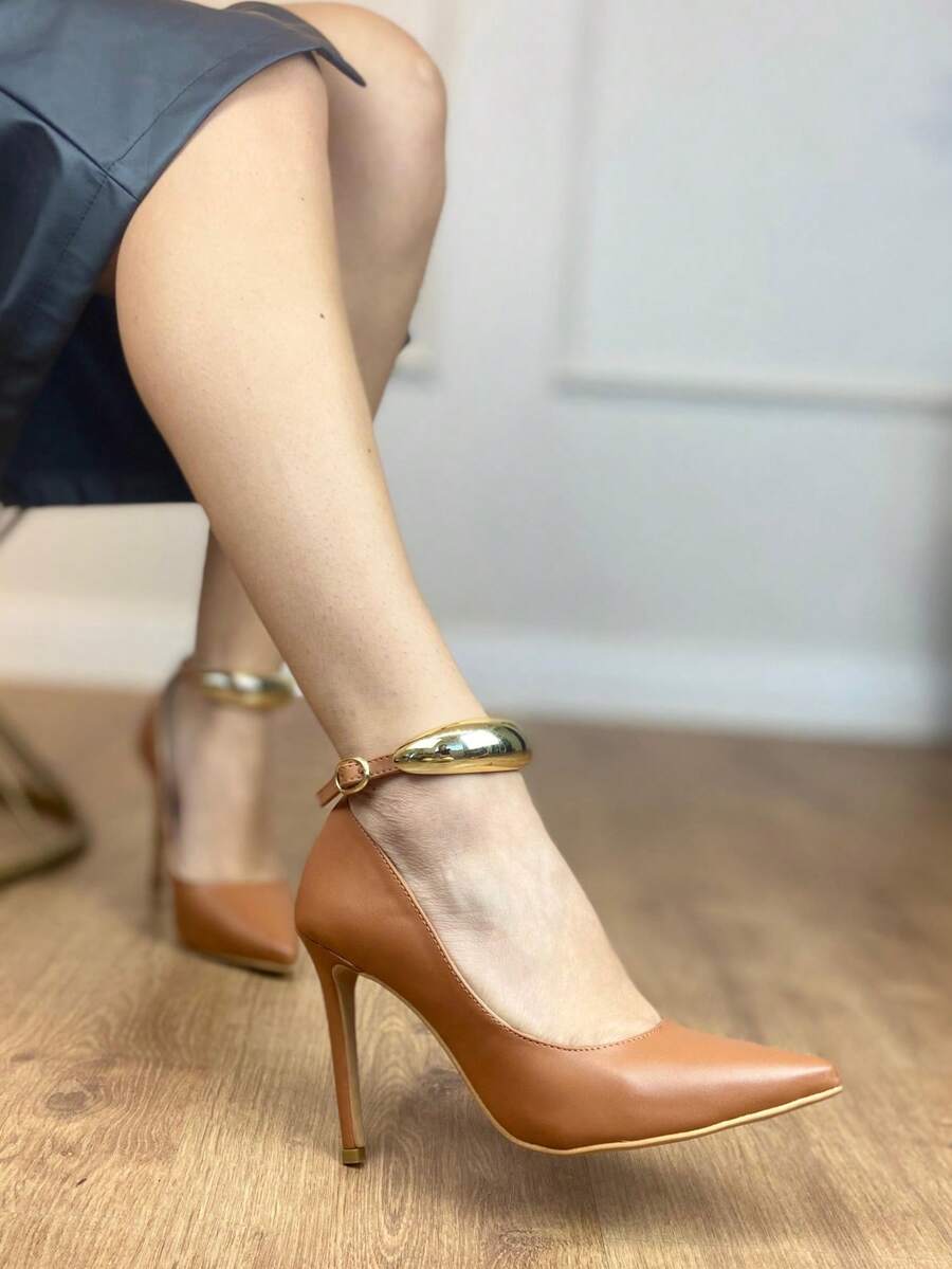 Angela Galvão Pumps With Gold Detail, 11cm Heel - 巧克力棕 - 查看 1