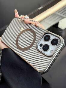 Luxury Magnetic Carbon Fiber Pattern Protective Phone Case Compatible With IPhone 16 15 14 13 12 11 Pro Max Shockproof Bumper Matte Cover - Titanium Gray - View 3