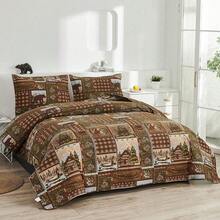 Reversible Lodge Plaid Bedding Moose Bear Quilt Full/Queen Size Rustic Bedspread Cabin Coverlet Wildlife Forest Daybed Cover Summer Lightweight Bed Cover Pillow Shams - Màu xanh sô cô la - Xem 2