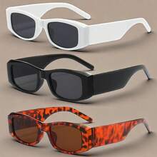 3 件/2 件时尚方形 MN 太阳镜，适合女性，朋克和嘻哈设计遮阳外出装，适合户外海滩海滨度假，适合送给家人和朋友的礼物 - 彩色 - 查看 1