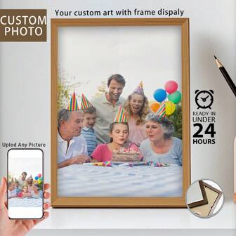 1 pieza, Foto Personalizada, Marco de Madera con Plexi Pulido, Personaliza tus Recuerdos Familiares, Mementos Preciados, Póster de Lienzo Personalizado Impreso, Perfecto para Familias, Parejas, Recuerdos de Mascotas y un Regalo Perfecto para Aniversarios
