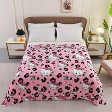 Sanrio [Hello Kitty Soft Blanket] Hello Kitty Sanrio 1pc Flannel Blanket - Soft & Comfortable, Contemporary Style, Multipurpose, Digital Print, Knitted Polyester, Ideal For Sofa & Travel