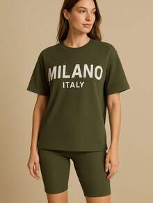 ✨ NUEVO LOOK ALERT ✨ Conjunto Biker + Playera Oversize que lo tiene TODO - Verde militar - Ver 3