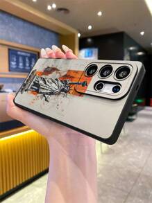 Travel 1 Pc Fashion Statue Of Liberty Graffiti Drawing Design, Black Matte Soft TPU Material Eye-Shaped Shockproof Phone Case, Suitable As Gift For Boyfriend/Girlfriend, Compatible With Apple, OPPO, Vivo And Other Android Models