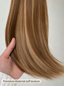 14-Inch Short Straight Brown Claw Ponytail Hair Extensions, Heat-Resistant Synthetic Ponytail Wig Suitable For Girls, Women, Parties, And Daily Use - Brown Highlight - View 6