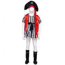 Girl Pirate Captain Cosplay Set Halloween Christmas Stage Performance Dress Children's Caribbean Pirate Dress - Red - View 4