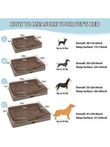 1 件宠物狗/猫沙发床，带可拆卸和可清洗支撑垫，舒适记忆泡沫，适合小型、中型、大型犬和猫，适合所有季节 - 卡其色 - 查看 3