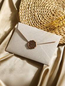 5/20pcs Vintage Envelopes & Invitations Cards, Linen Pattern Cards With Wax Seal Stickers, Suitable For Wedding, Birthday Party, Anniversary - Set - View 6