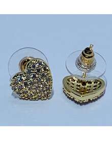 ZIRCONIA PLATED NECKLACE AND EARRING SET - GOLDEN HEART - View 3